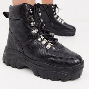 Truffle Collection wide fit chunky hiker boots